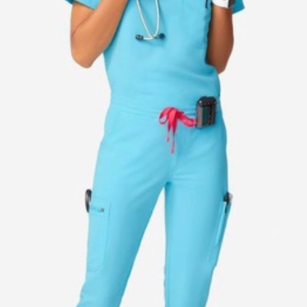 Figs electric blue scrub set XS